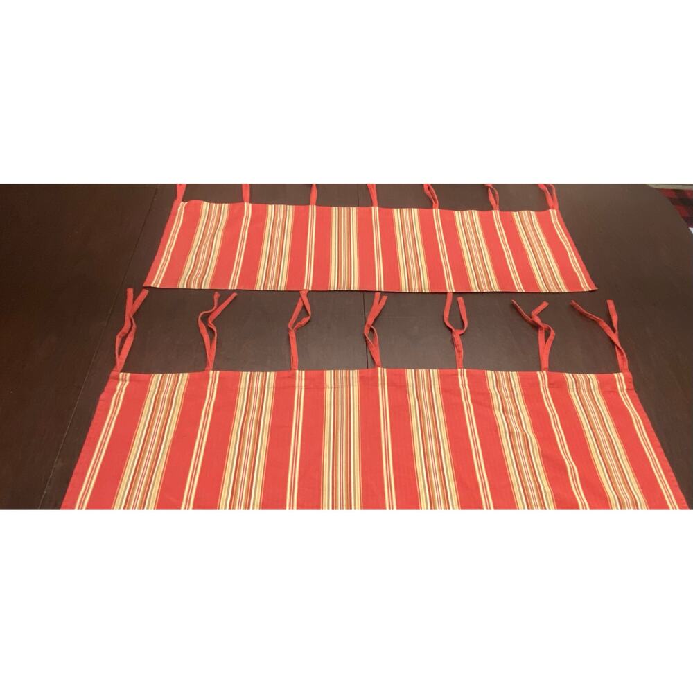 Pottery Barn Morgan Red Striped Cafe Valance Set of 2 44x13 Classic Y2K‎